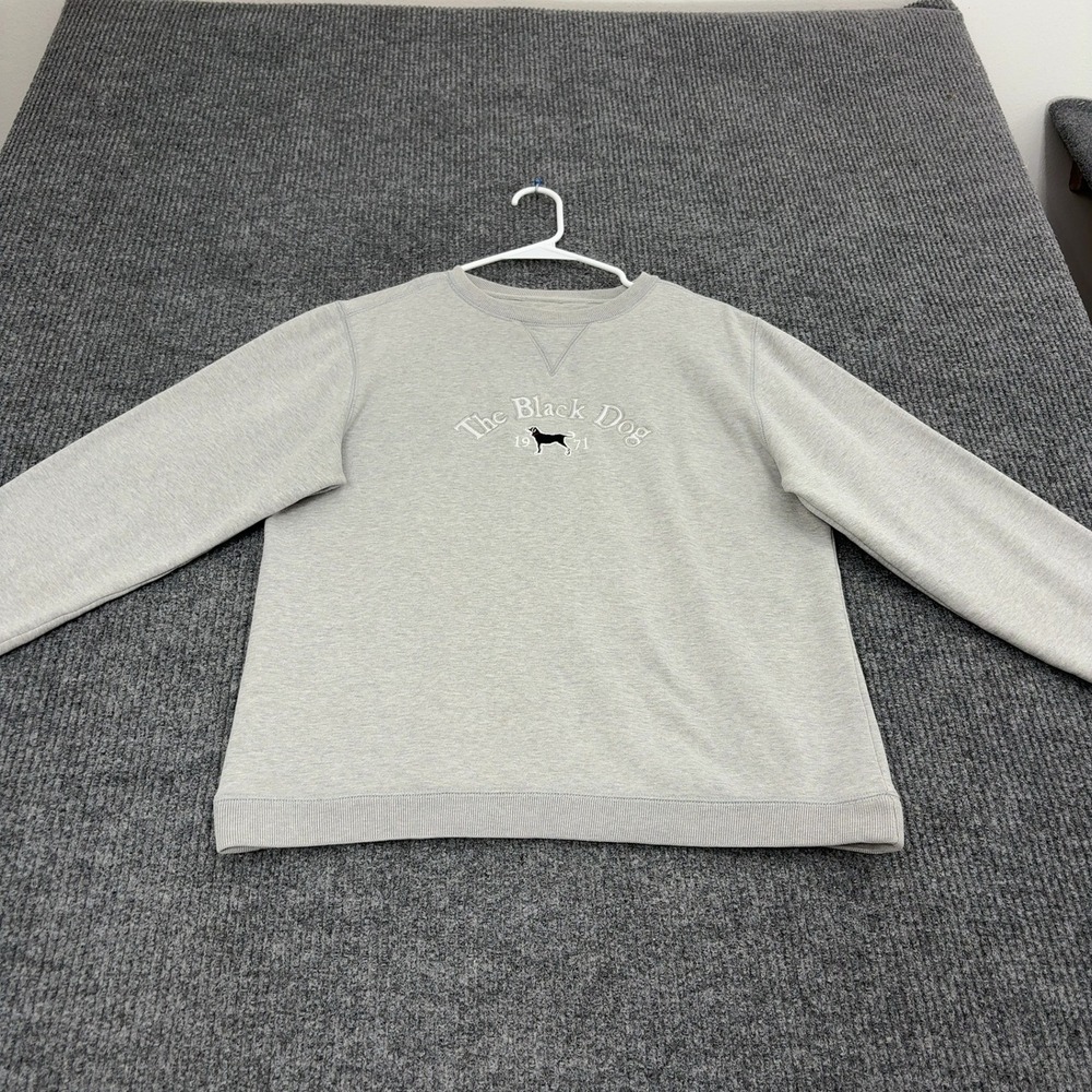 The Black Dog Sweatshirt Mens S Gray Cotton Blend Embroidered Crewneck Casual